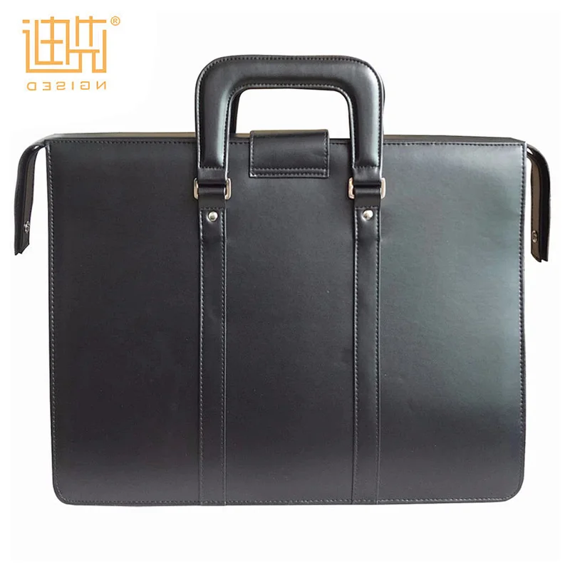 China supplier metal laptop Pu used leather briefcase black mens
