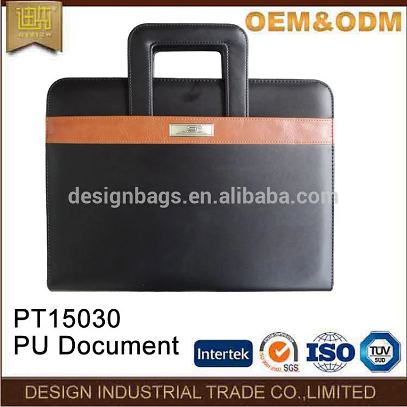 Custom logo gusset A4 size PU file folder with cd sleeves