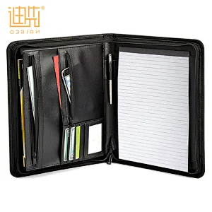 Reliable Black Refillable A4 Size Zippered Portfolio Folders PU Art Portfolio
