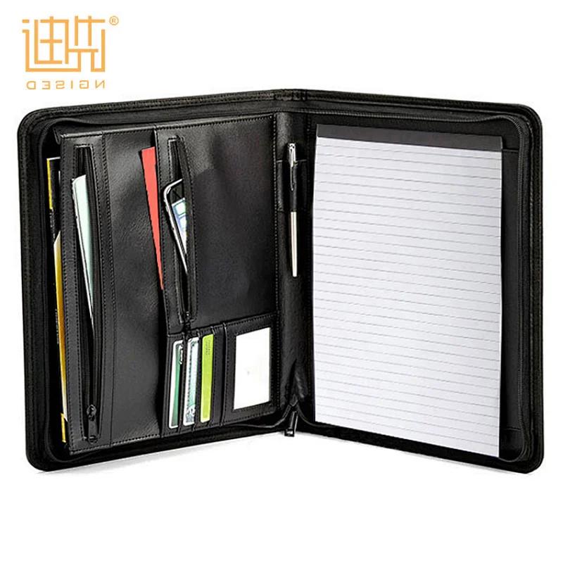 Reliable Black Refillable A4 Size Zippered Portfolio Folders PU Art Portfolio