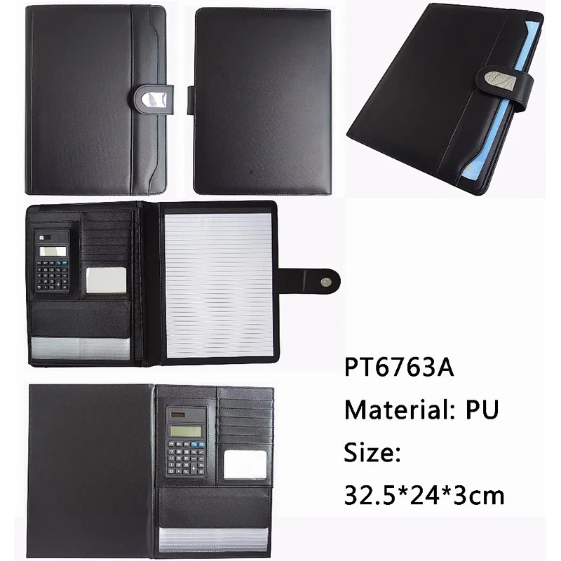 Conference A4 PU leather expandable men's portfolio files and folders