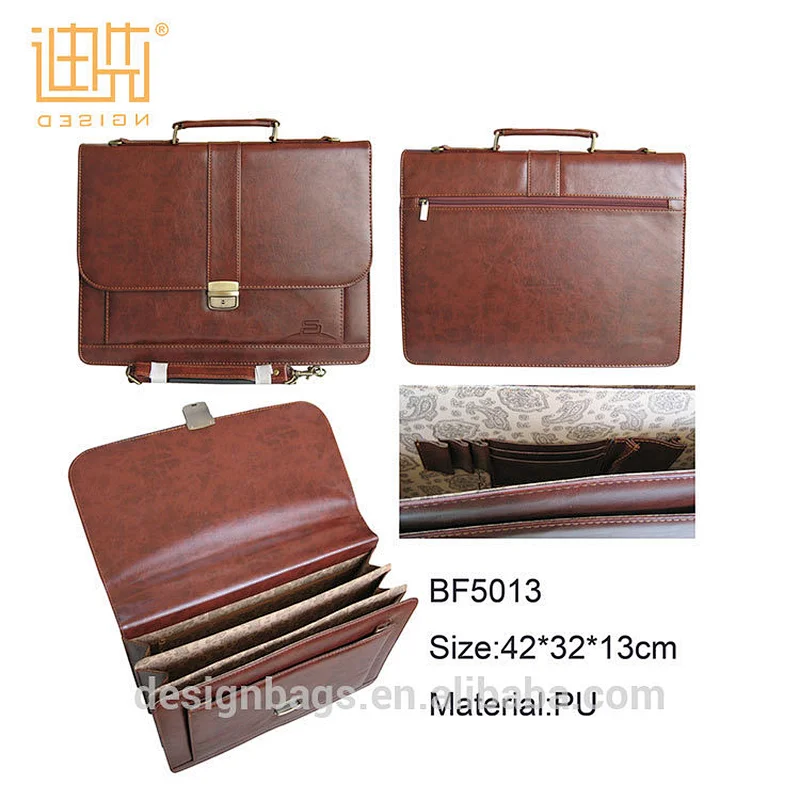 Wholesale brown briefcase leather briefcase with secret compartment
