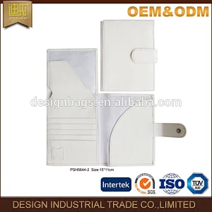 White personalized PU leather passport cover holder for travel