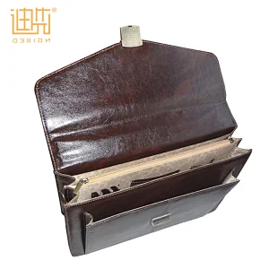 Custom logo metal locks pu leather business men bag briefcase