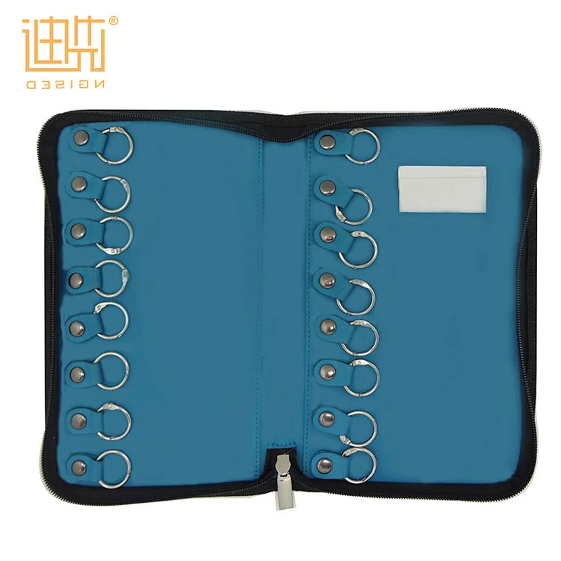 Fashionable Zippered PU Leather Portfolio Folder with Key Hooks and Card Holder