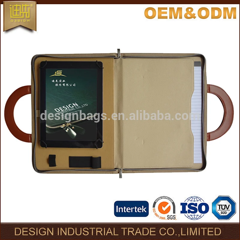 High quanty retractable handle portfilio file holder with zipper