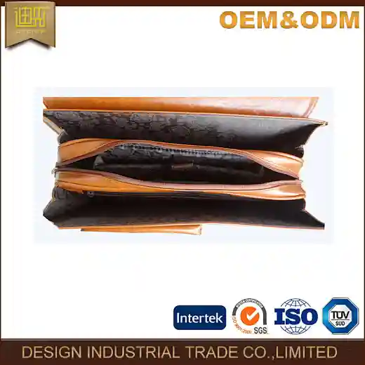 high quality PU brown leather briefcase