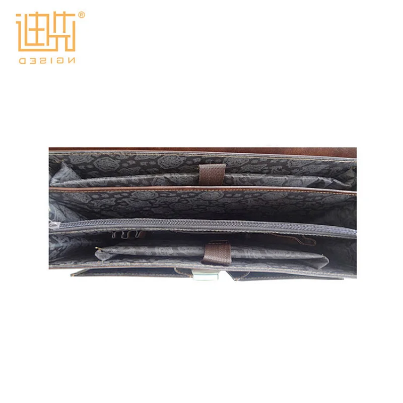 fashion new design high quality brown PU leather men briefcase with secret compartment