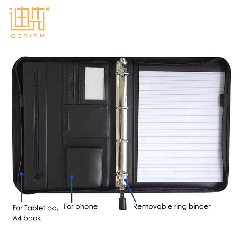 A4 conference organiser manufacture PU leather portfolio file folder