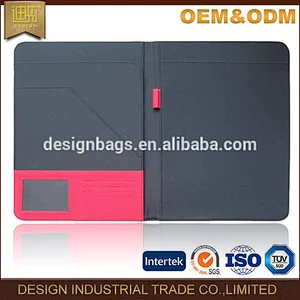Red PU leather handmade paper file folder portfolio for women