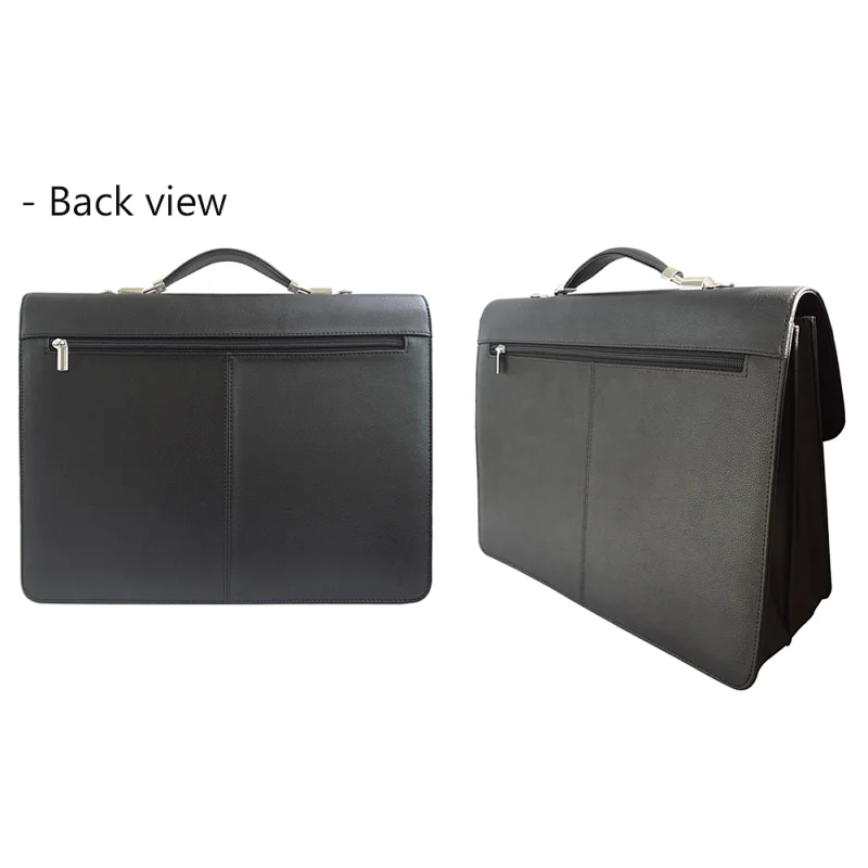 Wholesale business men laptop bag PU leather black lawyer briefcase with lock