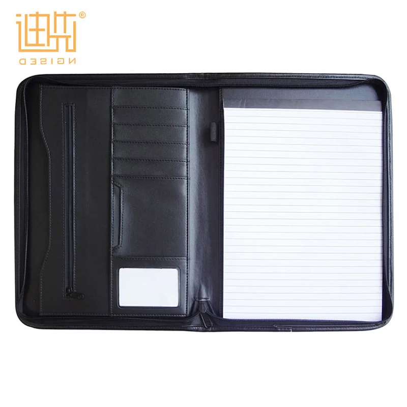business document wholesale zipper best selling model black pu portfolio with calculator for men