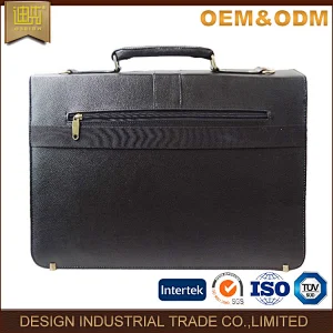 New Year fine quality a4 leather business briefcase with handle and laptop compartment
