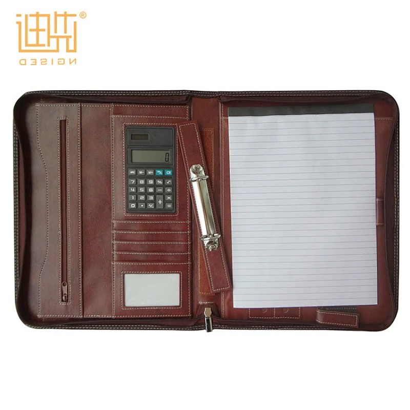 Custom size compendium folder High quality fashion business pu leather portfolio