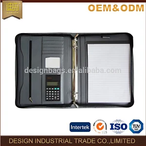 pu leather executive office business 3 ring binder portfolio briefcase style folder with handles