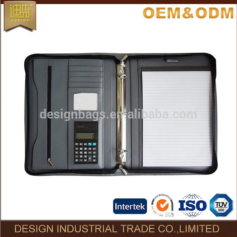 pu leather executive office business 3 ring binder portfolio briefcase style folder with handles