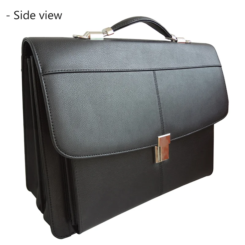 Wholesale business men laptop bag PU leather black lawyer briefcase with lock