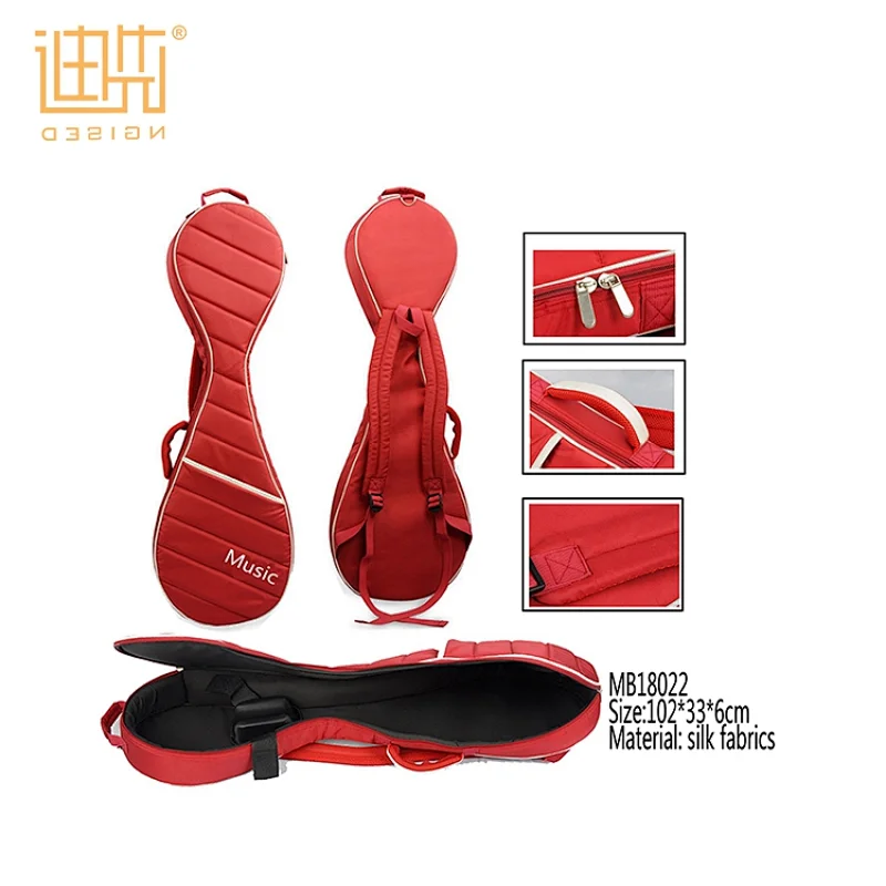 Custom mesh handle fashion lute instrument red adjustable backpack carry bag