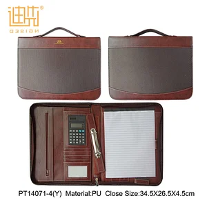 Custom size compendium folder High quality fashion business pu leather portfolio