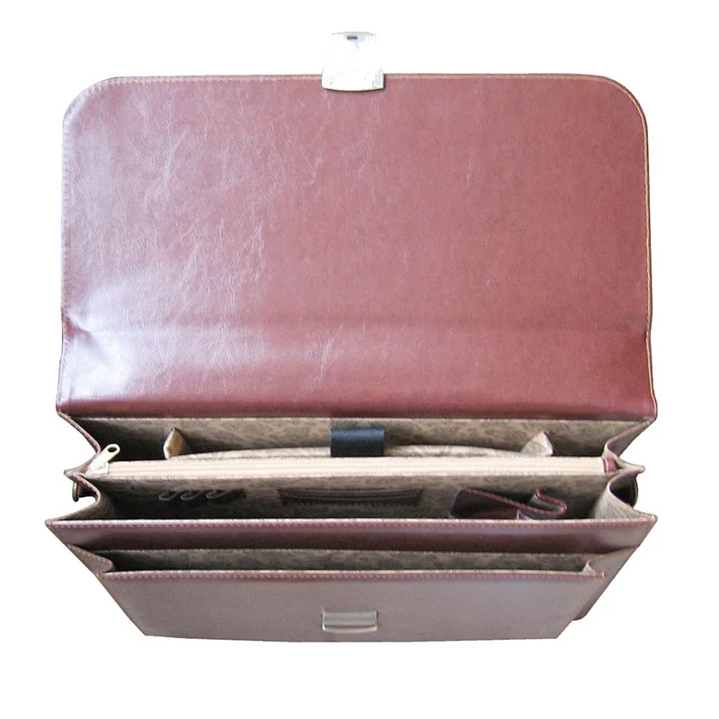 Guangzhou Wholesale Elegant PU Leather Classical With 3 Compartment Lawyer Briefcase