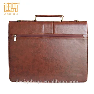 Wholesale brown briefcase leather briefcase with secret compartment
