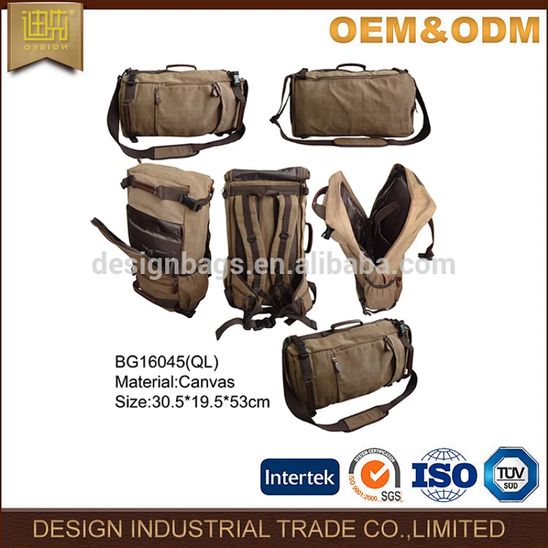 Wholesale canvas Fashion backpacks with zipper travel bag for men