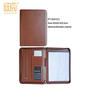 office stationery book document folder a4 portfolio Hot selling business PU leather zipper portfolio