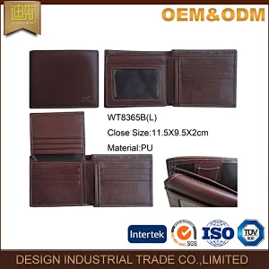 Guangzhou factory mens PU leather wallet with coin slot