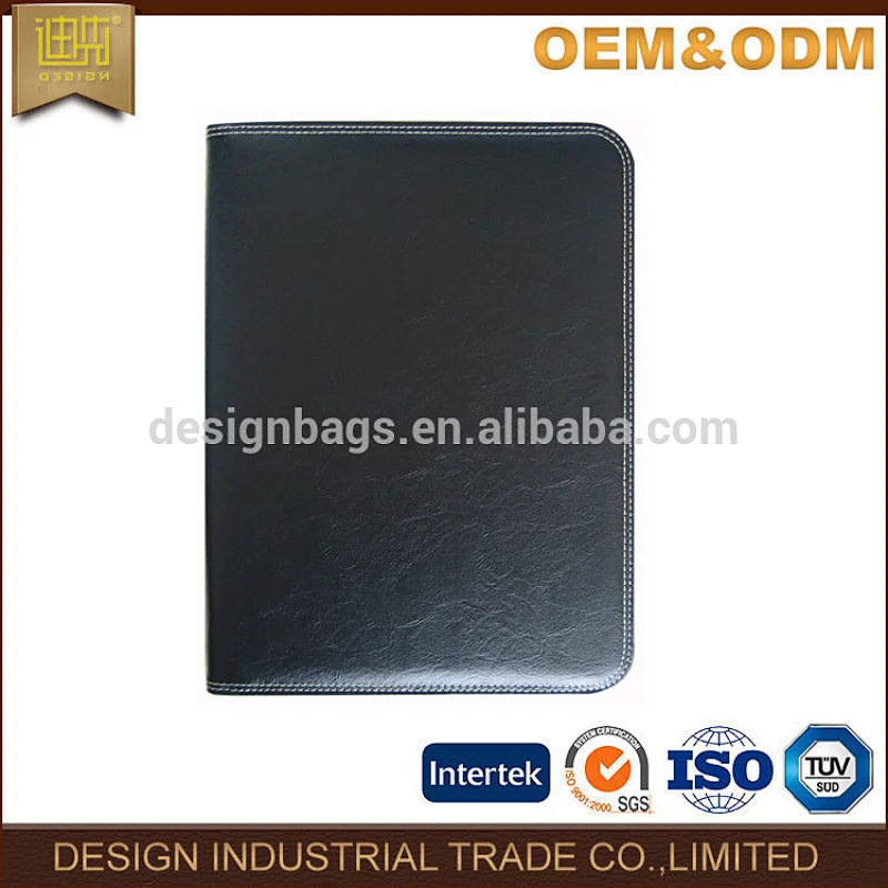 Hot sale pu organizer holder double stitching portfolio gift folder