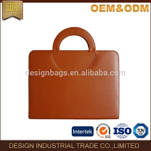 Popular Pu Leather portfolio zipper file folder with handle