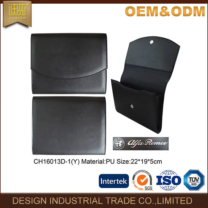 Customization logo office document certificate A5 size business PU leather car document holder file folder