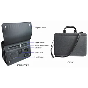 briefcase with secret compartment business braid reinforce pu handle briefcase