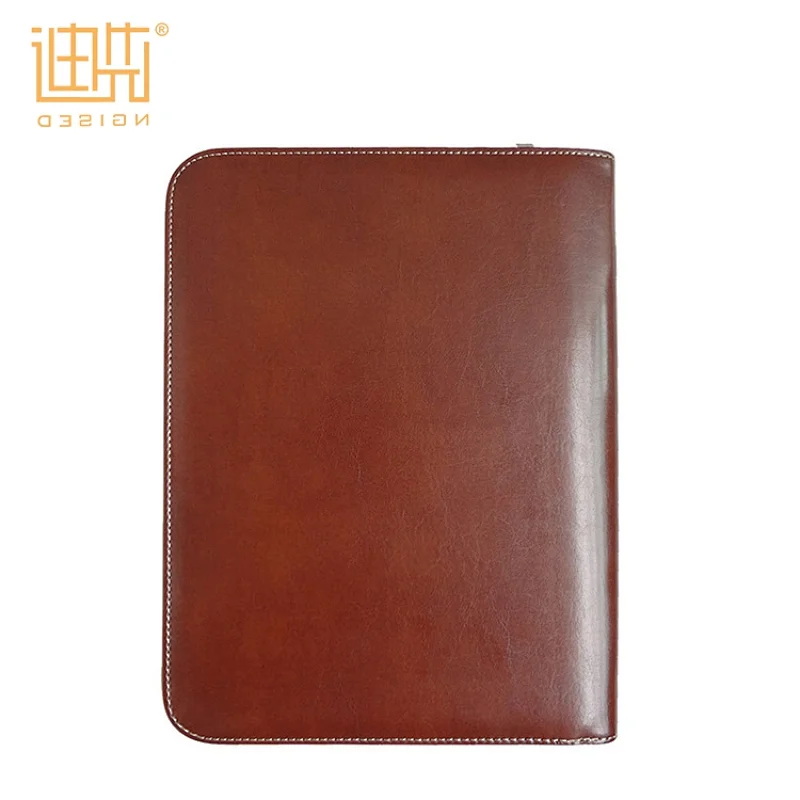 Manufacture custom PU Material leather zipper business document portfolio file folder