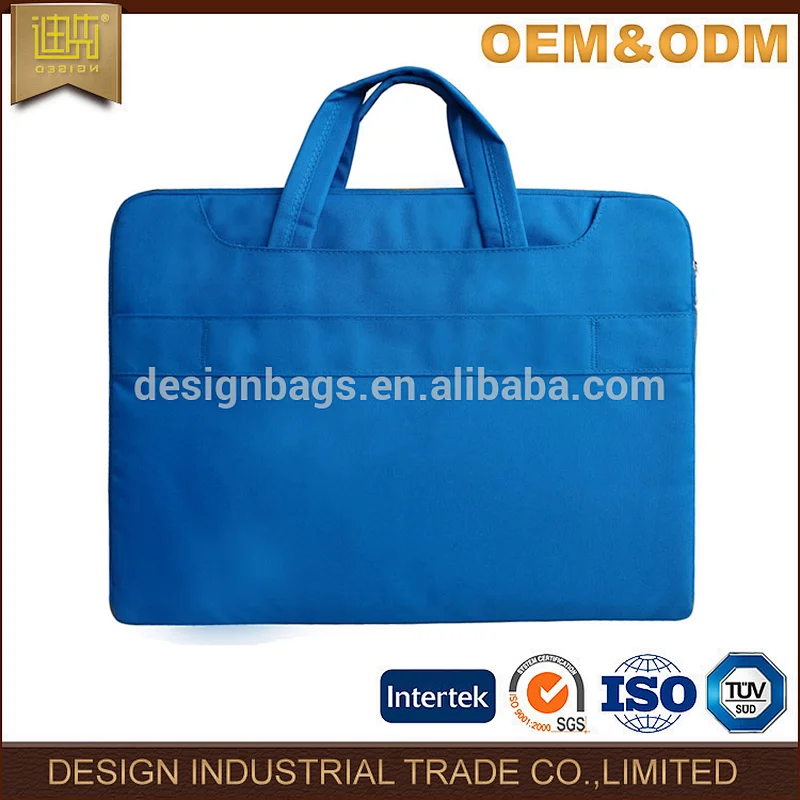 Fashion Custom Laptop Leather Blue PU Tote Computer Bags Without Logo