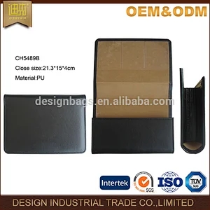 High grade solid pu leather folio car manual folder document holder