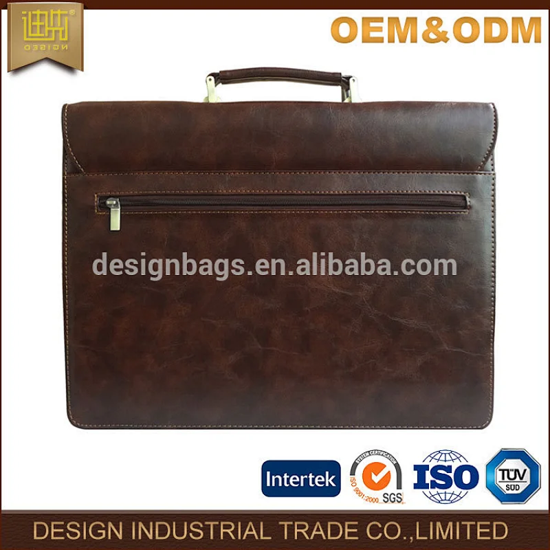 hot sell business lawyer security cheap old fashion leather men wholesale metal lock briefcase document bag