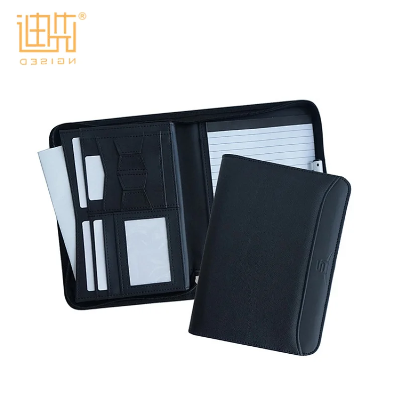 Professional Custom Top Quality Genuine Leather Business Portfolio Bag File Folder A4 Document Folder Binder With Card Holder
