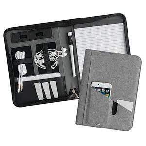 PU Leather Executive Pocket Folder File Document Manager Portfolio Briefcase Organizer