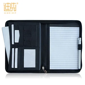 Professional Custom Top Quality Genuine Leather Business Portfolio Bag File Folder A4 Document Folder Binder With Card Holder