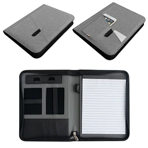 PU Leather Executive Pocket Folder File Document Manager Portfolio Briefcase Organizer