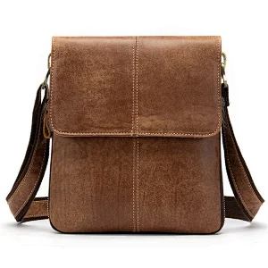 Amazon drop shipping custom embossed logo leather best shoulder messenger bag for men