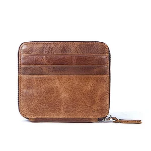 Cheap sublimation blank mini leather zipper pouch classic design business card wallet case