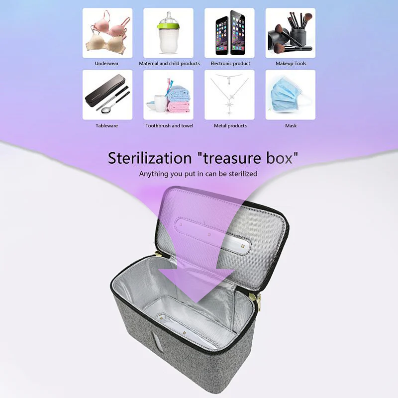 Convenient multifunction portable cleaner 6 usb underwear uvc package sterilization bag with strap