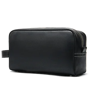2020 wholesale custom print logo square crazy horse leather special purpose small clutch makeup cosmetic traveling bag