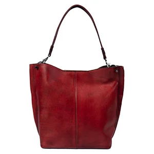 New arrivals fashion ladies tote bag cutout top handle fire red leather luxury handbags for women