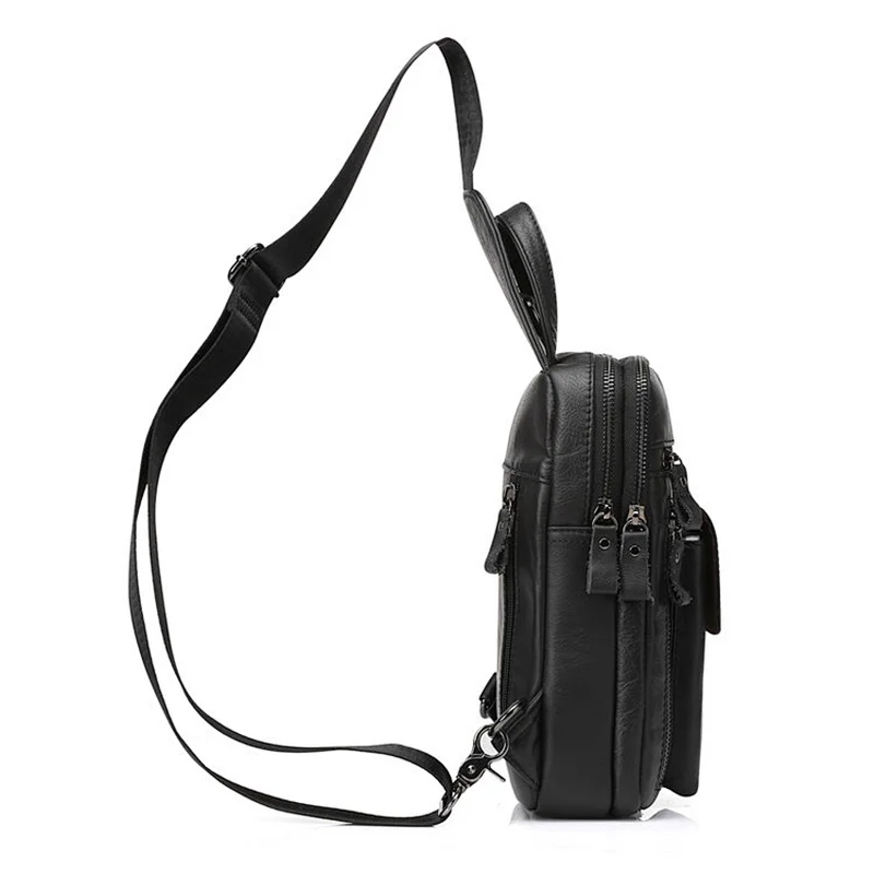2020 custom designer sling men small black crazy horse leather anti theft mens shoulder crossbody chest bag