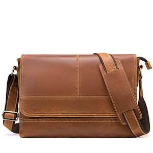 2020 wholesale latop shoulder bag customized cow hide genuine leather small briefcase for men
