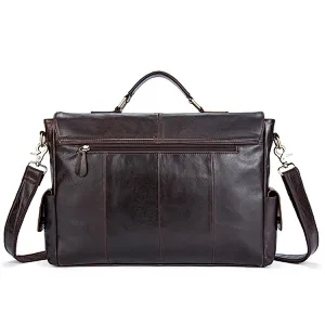 hot selling western style custom logo expandable cowhide leather business messenger briefcase