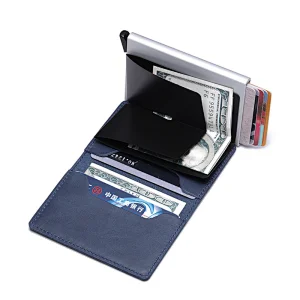 Luxury sublimation promotional mini credit money clip bulk designer custom leather business card holder case