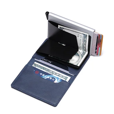 Luxury sublimation promotional mini credit money clip bulk designer custom leather business card holder case